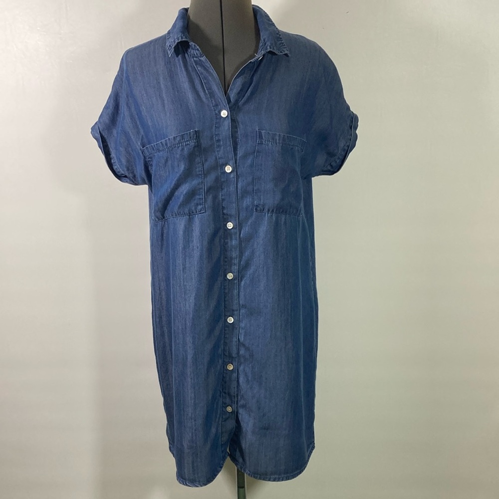 Zilcremo  Dress Women Size Small   Navy Short Sleeve Button Front Pockets